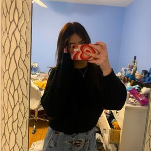 CROPPED BLACK SWEATER MEDIUM FOREVER 21